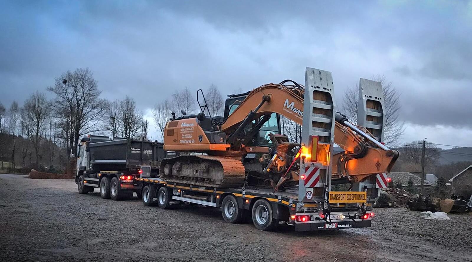 commercial trailer hauling heavy duty equipment