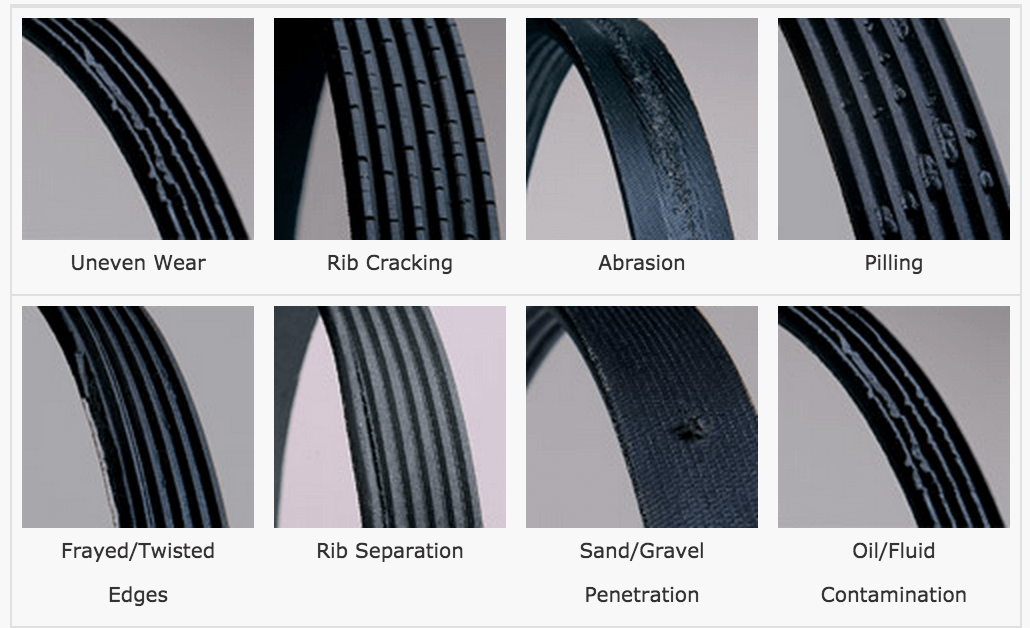examples of worn out auto belts