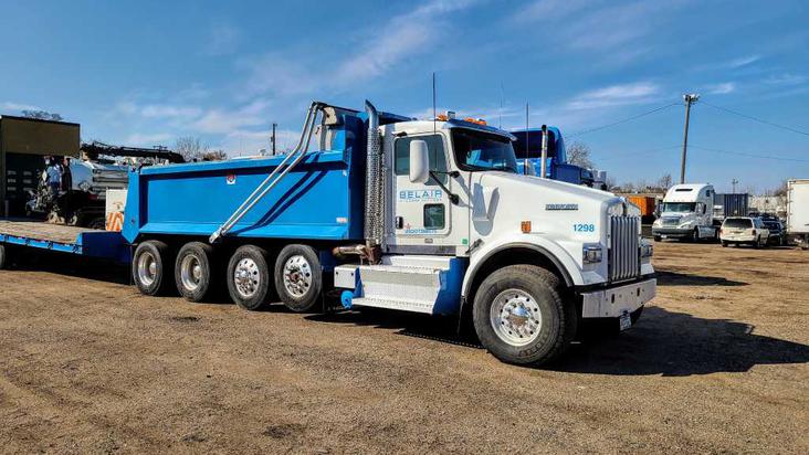 Dump truck in for serviceing