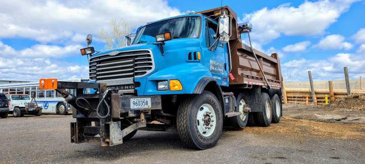 Blue dump truck