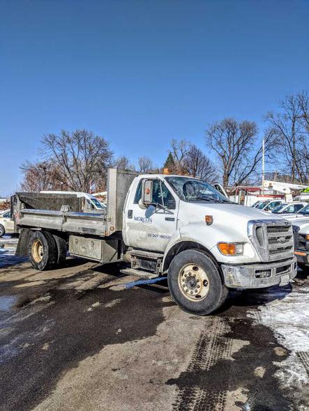 Commercial truck parked for repair