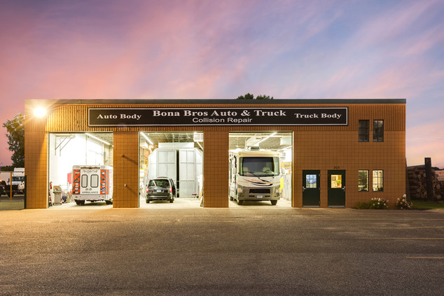 Auto vehicle being repaired in body shop