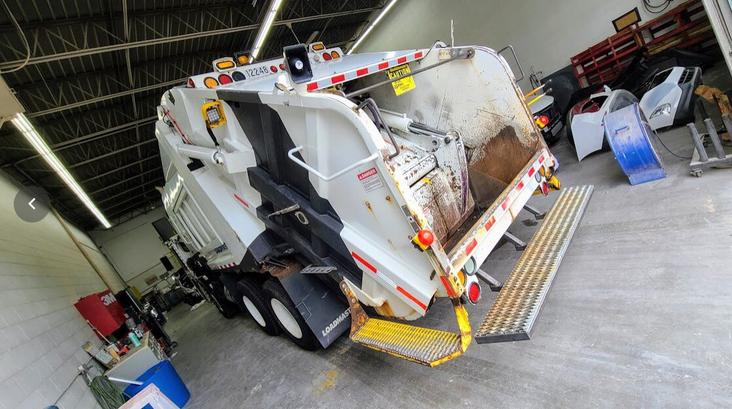 Garbage truck parts to sandblast