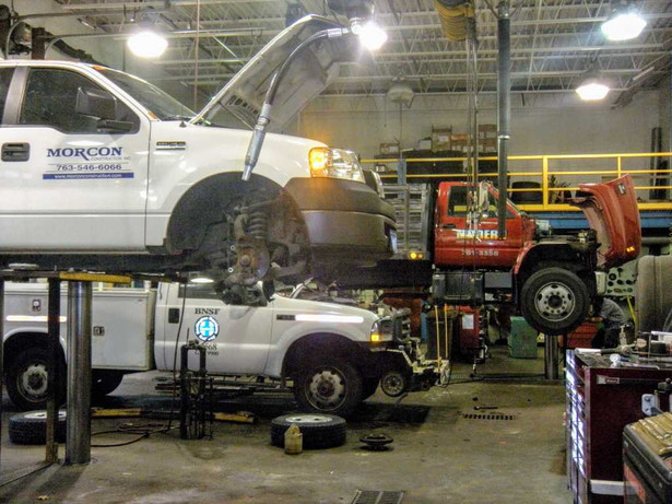 The bay dedicated to heavy duty trucks can be seen in the back