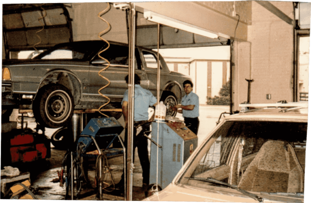 Brian Bona servicing a vehicle at Paul's Pro