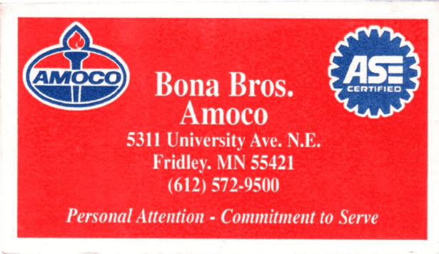 Bona Bros. Amoco was named after Brian's five sons: John, David, Matthew, Stephen, and Brian Jr.
