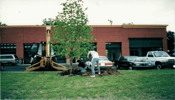 Brian and his brother Paul Jr. installing landscaping